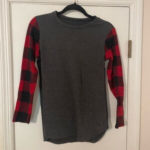 Gray and Red Plaid Kids Shirt